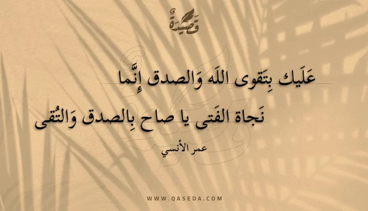 قصيدة عليك بتقوى الله والصدق إنما