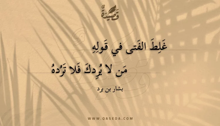 قصيدة غلط الفتى في قوله