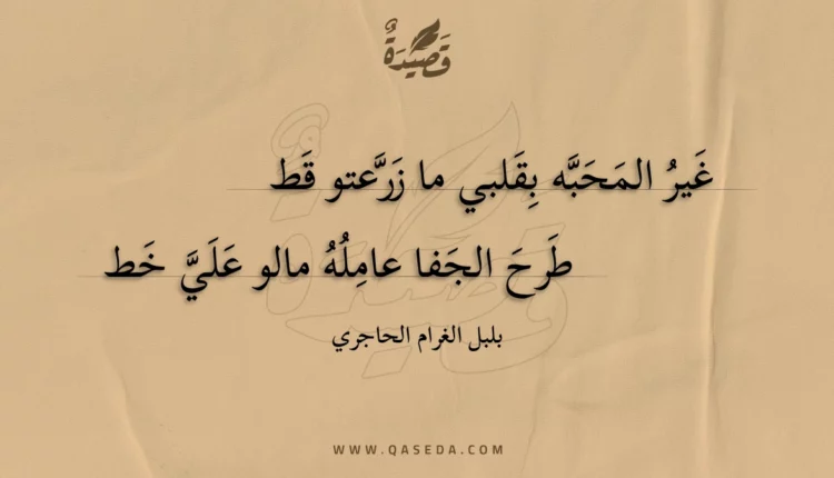 قصيدة غير المحبه بقلبي ما زرعتو قط