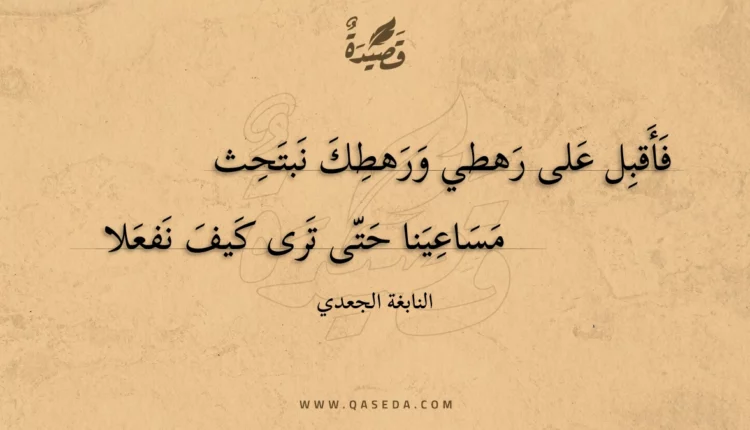 قصيدة فأقبل على رهطي ورهطك نبتحث