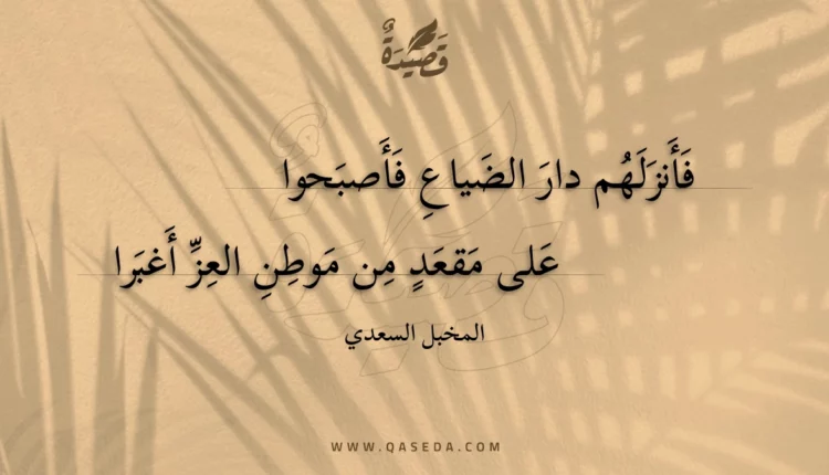 قصيدة فأنزلهم دار الضياع فأصبحوا