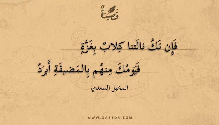 قصيدة فإن تك نالتنا كلاب بغزة