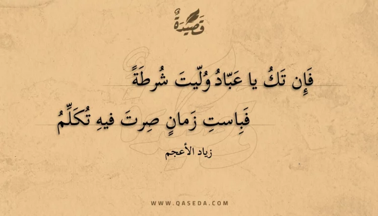 قصيدة فإن تك يا عباد وليت شرطة