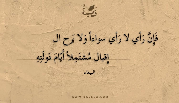قصيدة فإن رأي لا رأي سواءا ولا برح