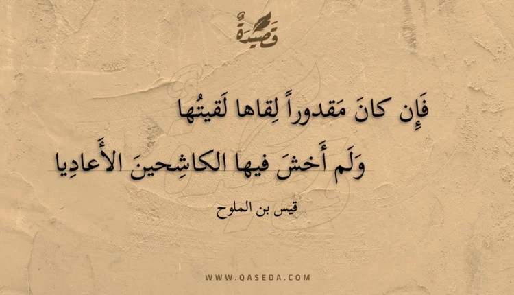 قصيدة فإن كان مقدورا لقاها لقيتها