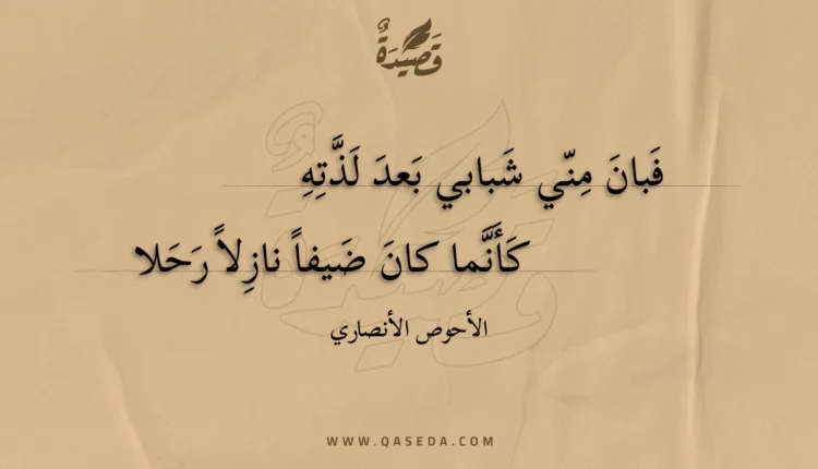 قصيدة فبان مني شبابي بعد لذته