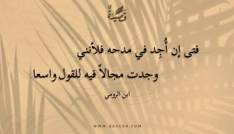 قصيدة فتى إن أجد في مدحه فلأنني