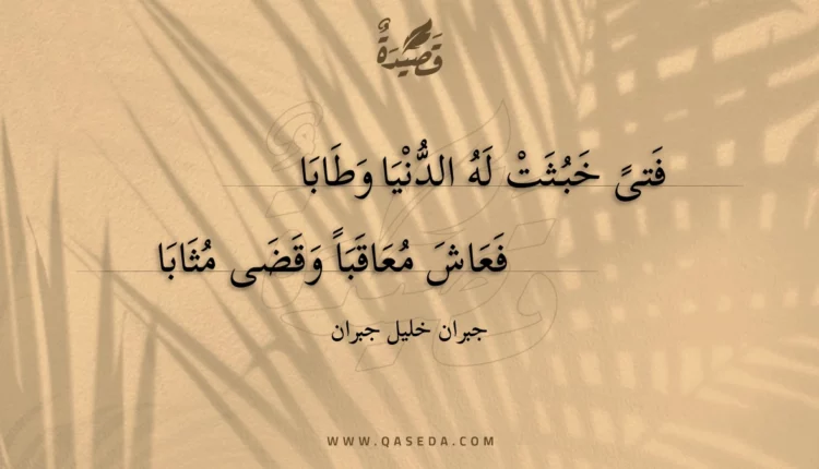 قصيدة فتى خبثت له الدنيا وطابا