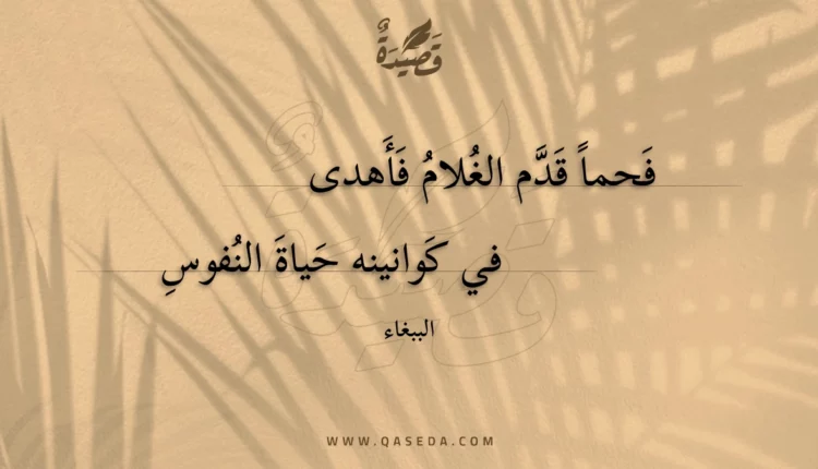 قصيدة فحما قدم الغلام فأهدى