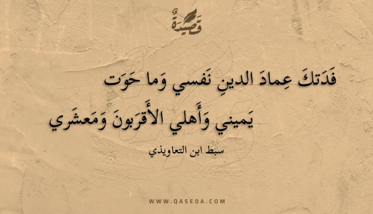 قصيدة فدتك عماد الدين نفسي وما حوت