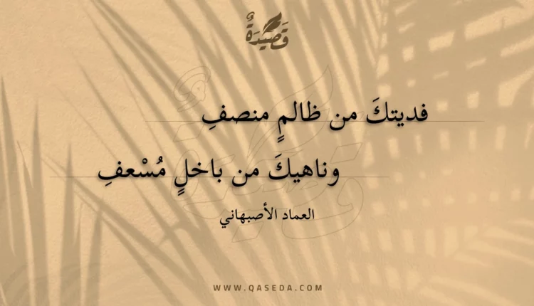 قصيدة فديتك من ظالم منصف