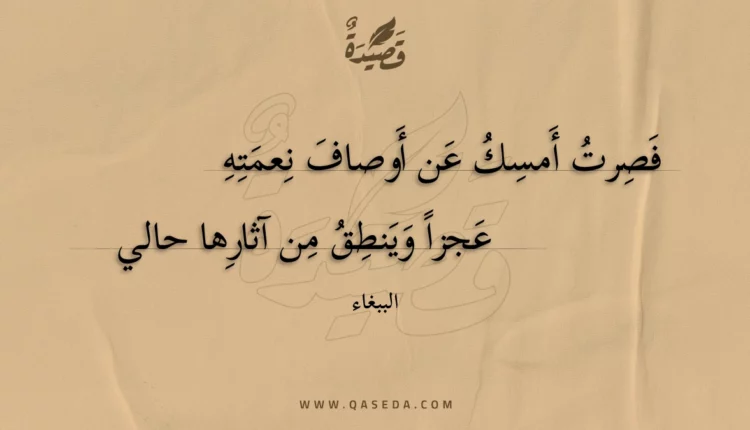 قصيدة فصرت أمسك عن أوصاف نعمته
