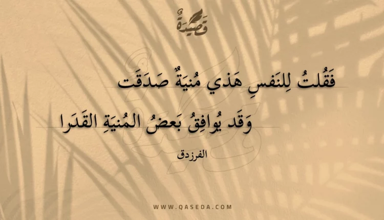 قصيدة فقلت للنفس هذي منية صدقت