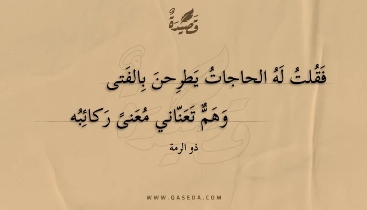 قصيدة فقلت له الحاجات يطرحن بالفتى