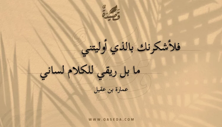 قصيدة فلأشكرنك بالذي أوليتني