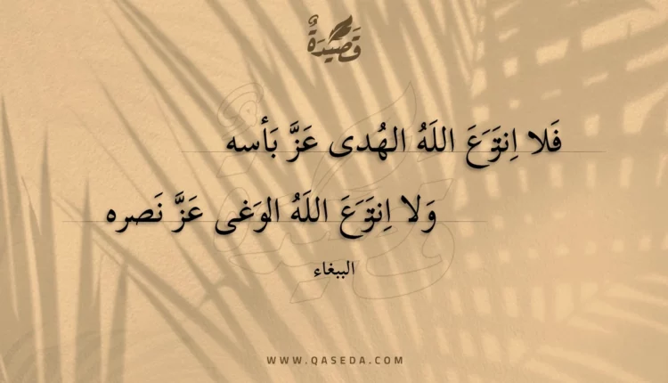 قصيدة فلا انتزع الله الهدى عز بأسه