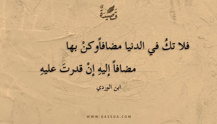 قصيدة فلا تك في الدنيا مضافا وكن بها