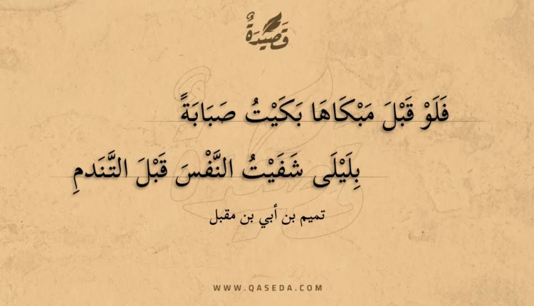 قصيدة فلو قبل مبكاها بكيت صبابة