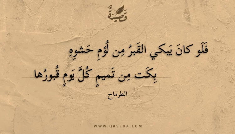 قصيدة فلو كان يبكي القبر من لؤم حشوه