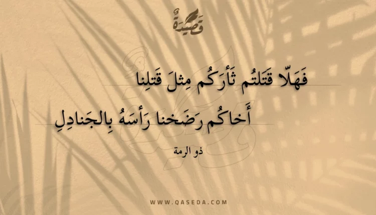 قصيدة فهلا قتلتم ثأركم مثل قتلنا