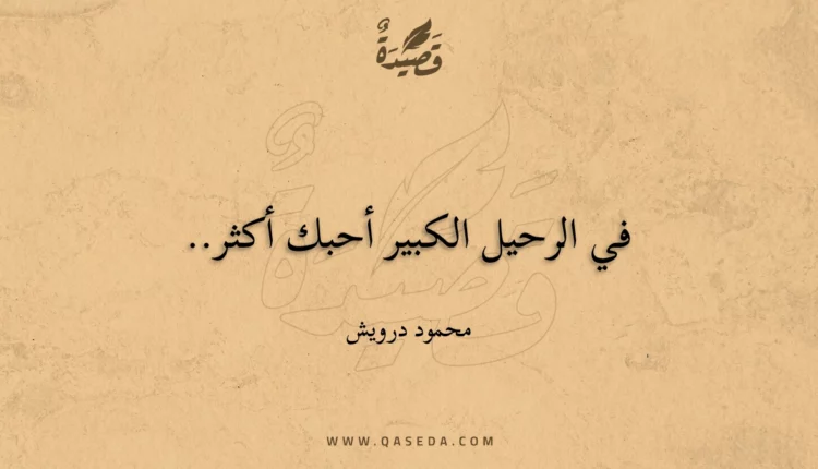 قصيدة في الرحيل الكبير أحبك أكثر..
