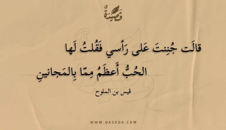 قصيدة قالت جننت على رأسي فقلت لها