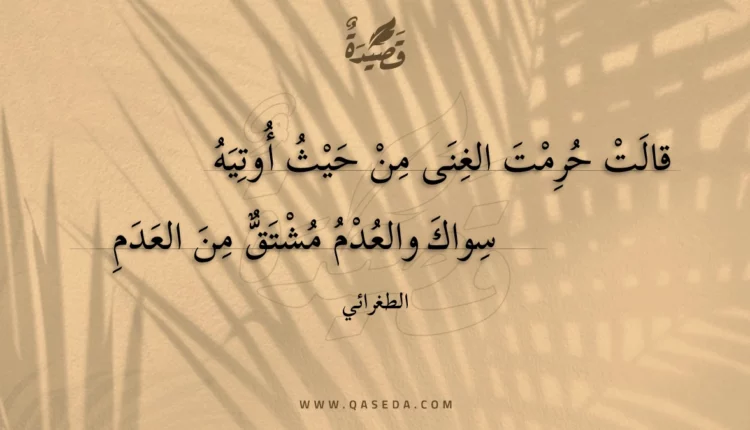 قصيدة قالت حرمت الغنى من حيث أوتيه