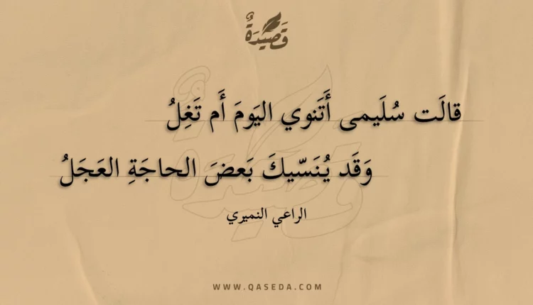 قصيدة قالت سليمى أتنوي اليوم أم تغل