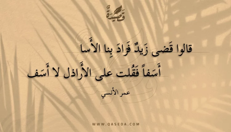 قصيدة قالوا قضى زيد فزاد بنا الأسا
