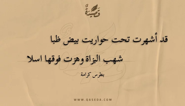 قصيدة قد أشهرت تحت حواريت بيض ظبا