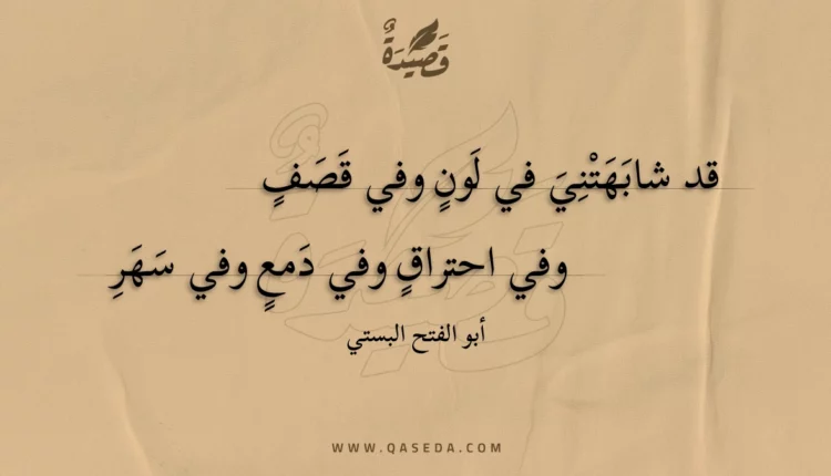 قصيدة قد شابهتني في لون وفي قصف