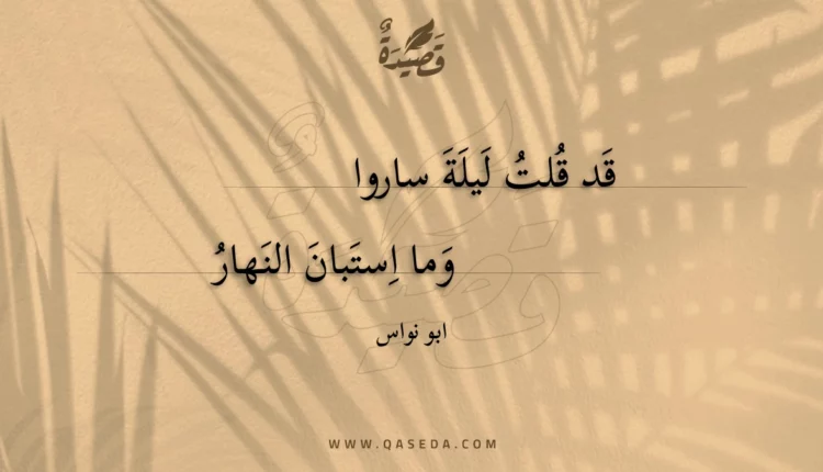 قصيدة قد قلت ليلة ساروا