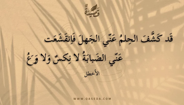 قصيدة قد كشف الحلم عني الجهل فانقشعت