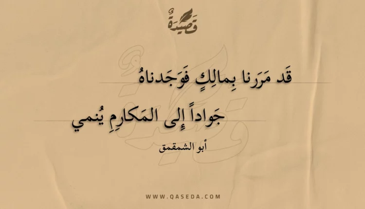 قصيدة قد مررنا بمالك فوجدناه