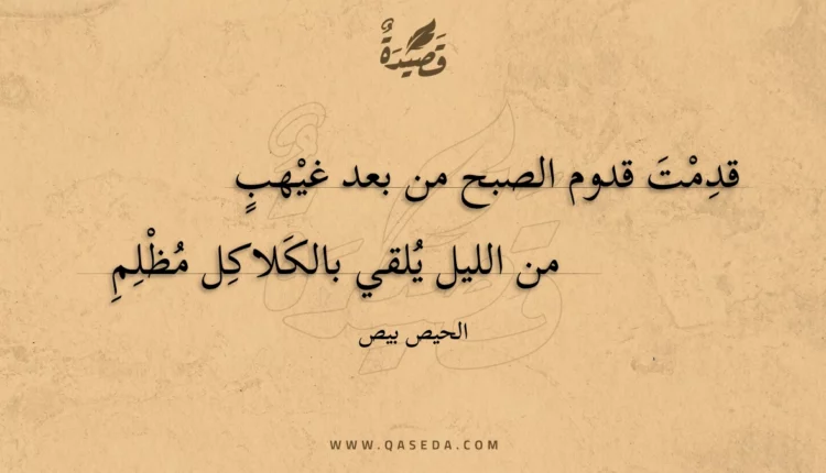 قصيدة قدمت قدوم الصبح من بعد غيهب