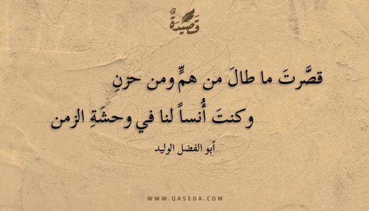 قصيدة قصرت ما طال من هم ومن حزن