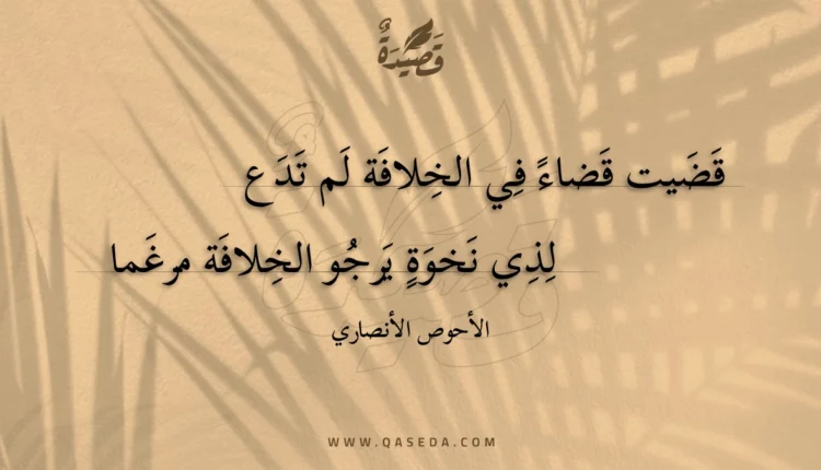 قصيدة قضيت قضاء في الخلافة لم تدع