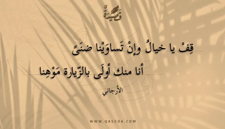 قصيدة قف يا خيال وإن تساوينا ضنى