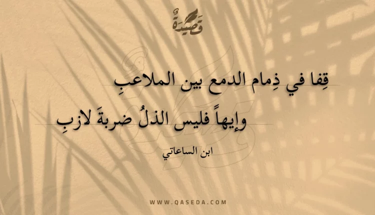 قصيدة قفا في ذمام الدمع بين الملاعب