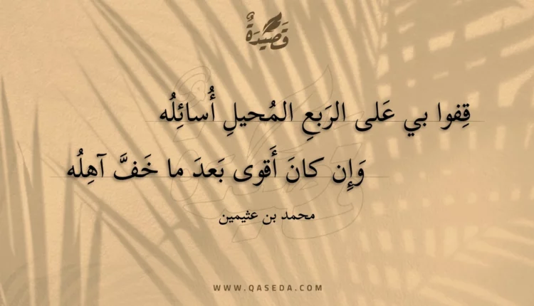 قصيدة قفوا بي على الربع المحيل أسائله