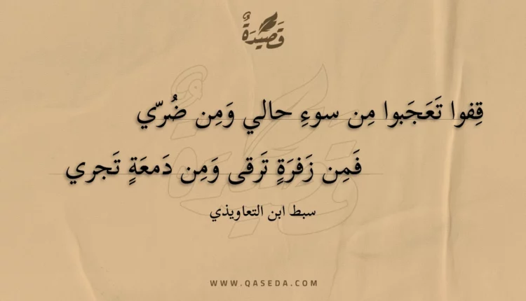 قصيدة قفوا تعجبوا من سوء حالي ومن ضري