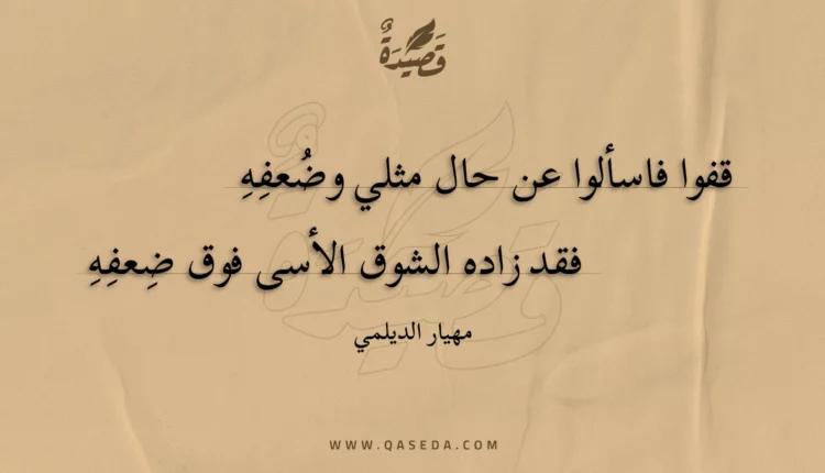 قصيدة قفوا فاسألوا عن حال مثلي وضعفه