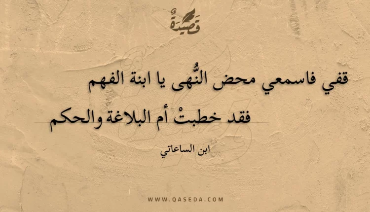 قصيدة قفي فاسمعي محض النُّهى يا ابنة الفهم