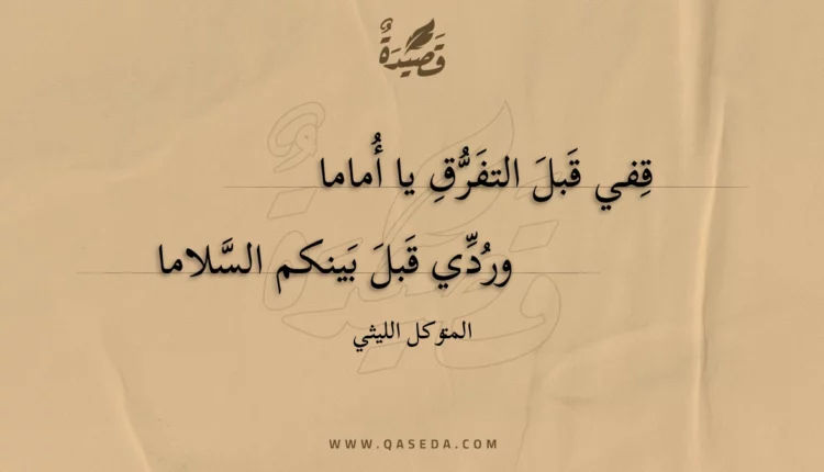 قصيدة قفي قبل التفرق يا أماما