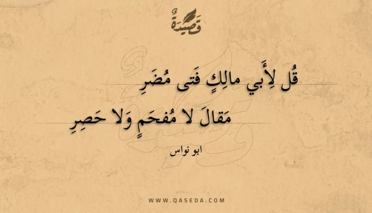قصيدة قل لأبي مالك فتى مضر