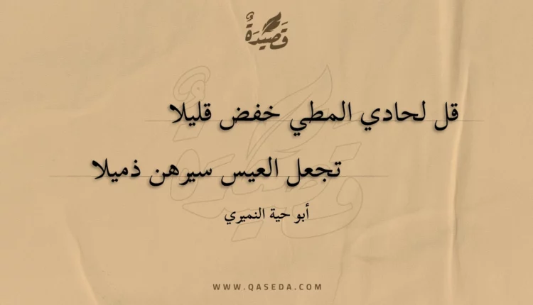 قصيدة قل لحادي المطي خفض قليلا