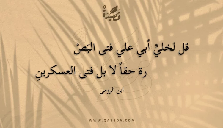 قصيدة قل لخلي أبي علي فتى البصرة