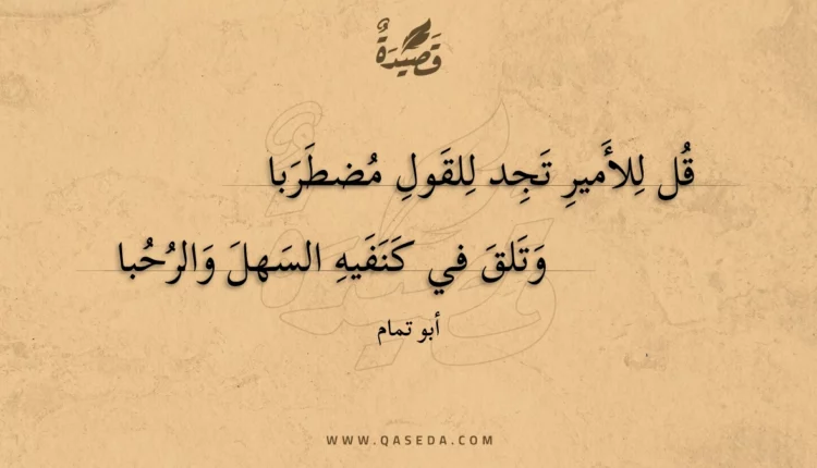 قصيدة قل للأمير تجد للقول مضطربا