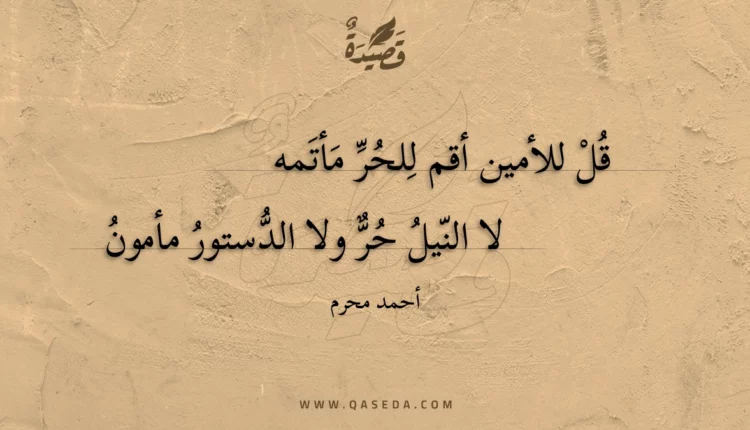 قصيدة قل للأمين أقم للحر مأتمه