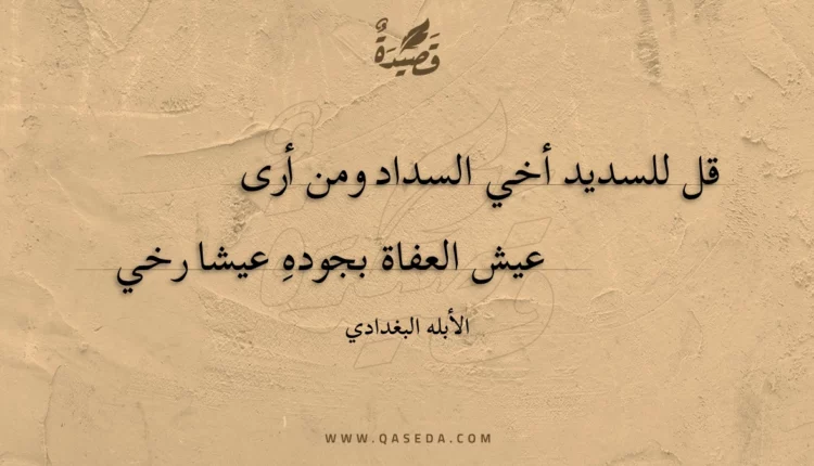 قصيدة قل للسديد أخي السداد ومن أرى